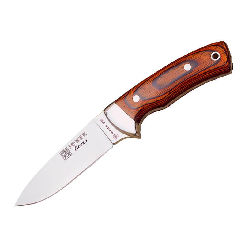 Cuchillo de caza Joker Corzo con mango de madera roja y hoja de 10 cm