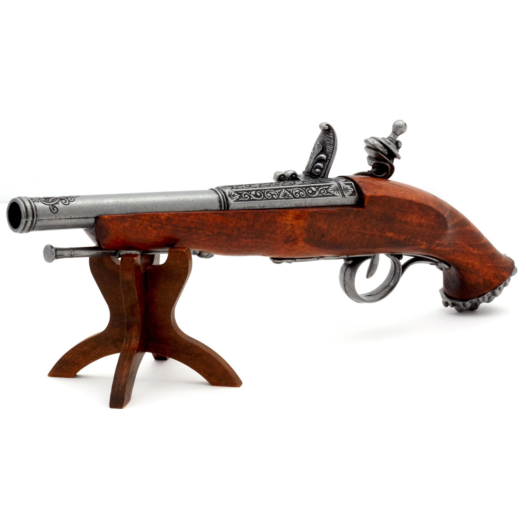 Pistola pirata de chispa de madera y metal S. XVIII