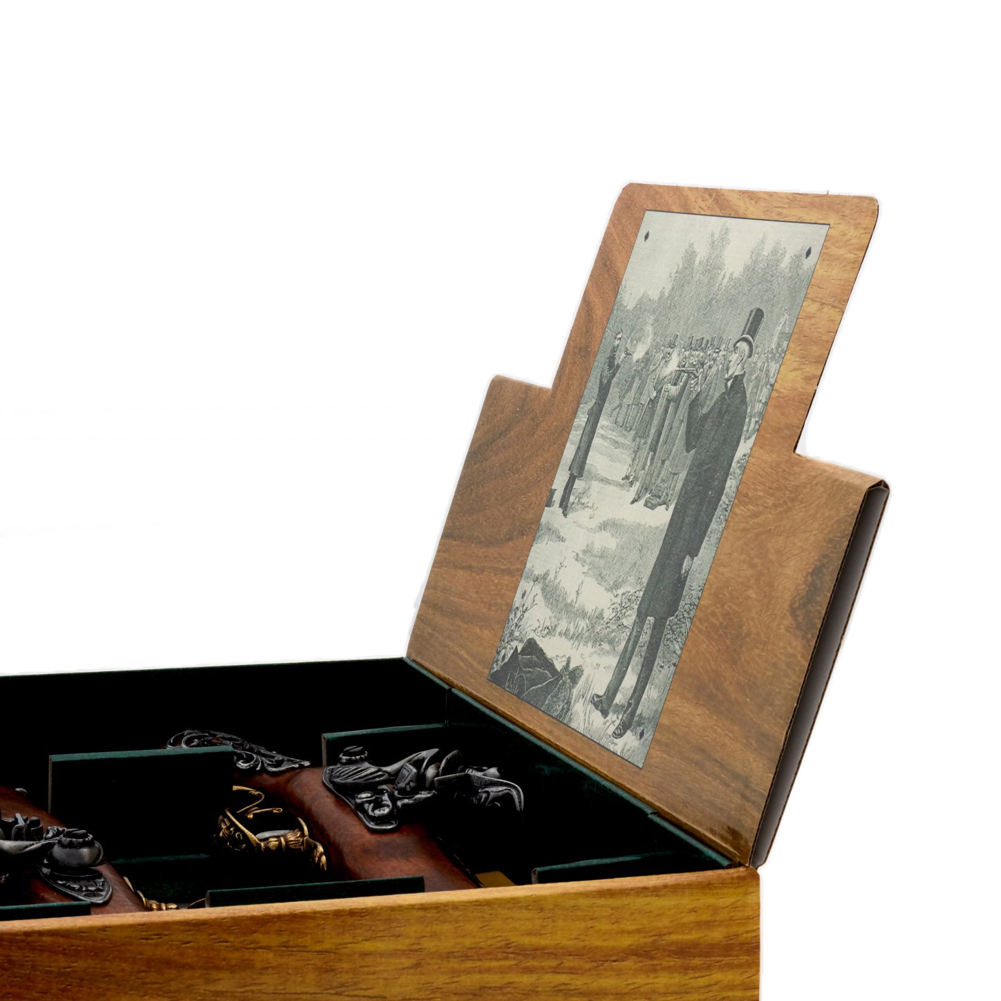 conjunto de 2 pistolas de duelo em madeira e metal do séc.