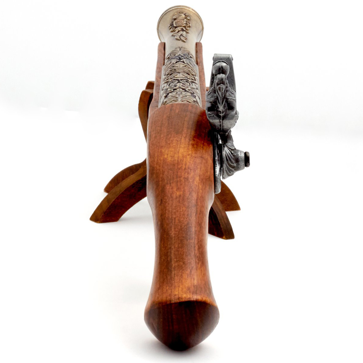 Pistola de chispa madera y metal acabado latón, Alemania siglo XVIII