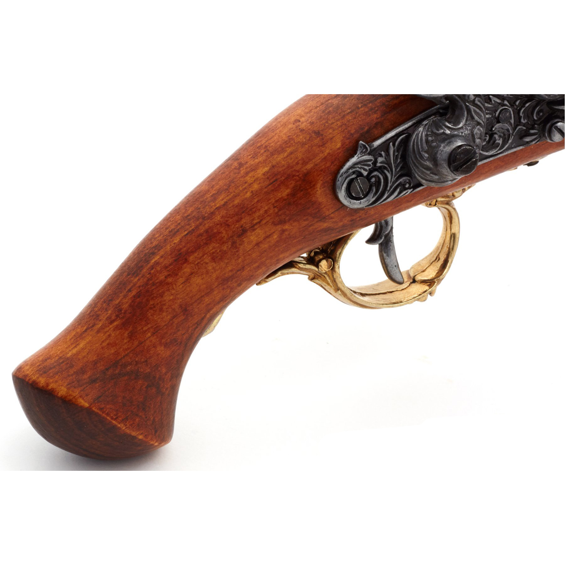 Pistola de chispa madera y metal acabado latón, Alemania siglo XVIII