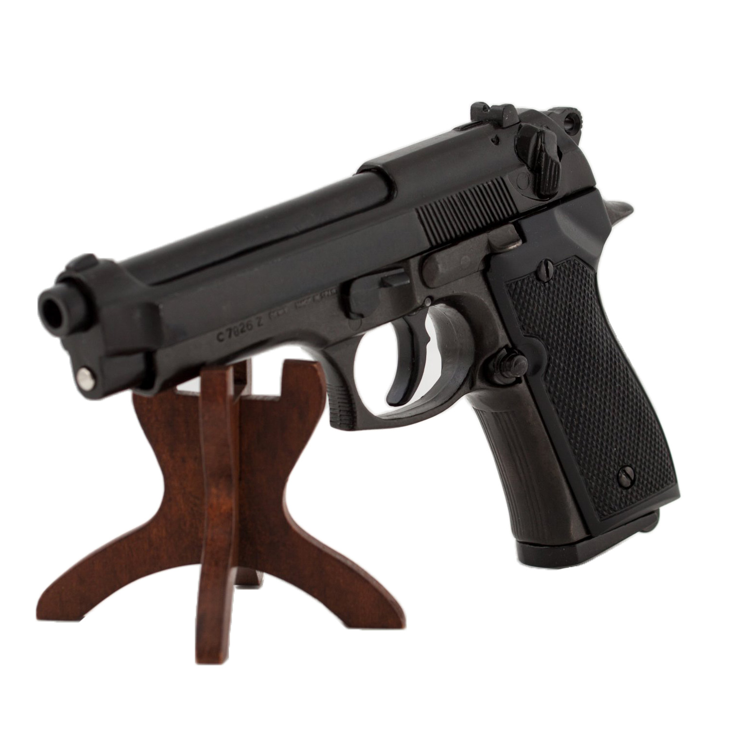 Réplica de pistola Beretta 92 F 9 mm Parabellum, Itália 1975, metal preto e plástico