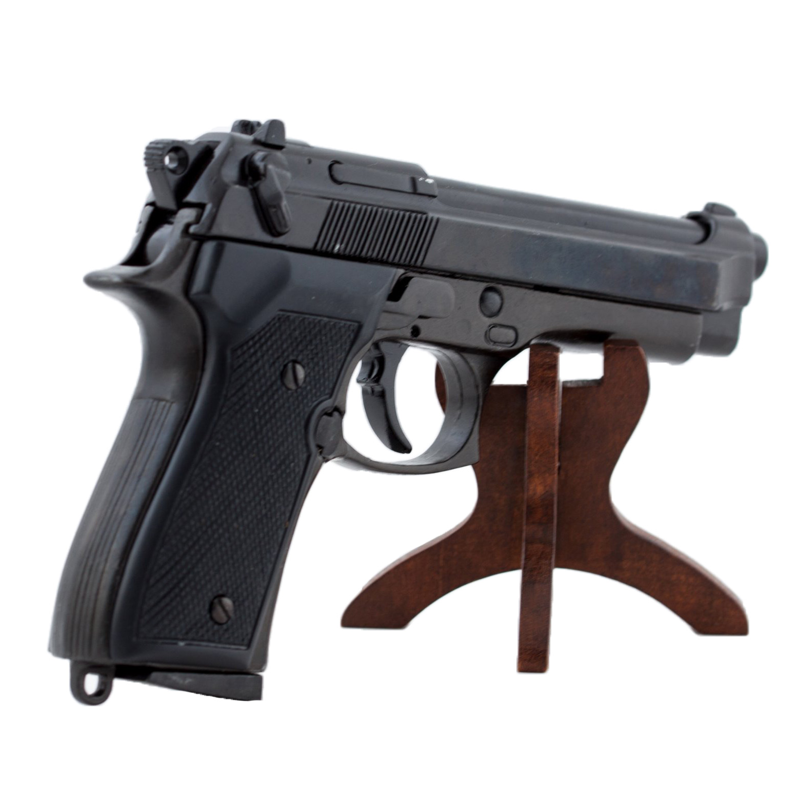 Réplica de pistola Beretta 92 F 9 mm Parabellum, Itália 1975, metal preto e plástico