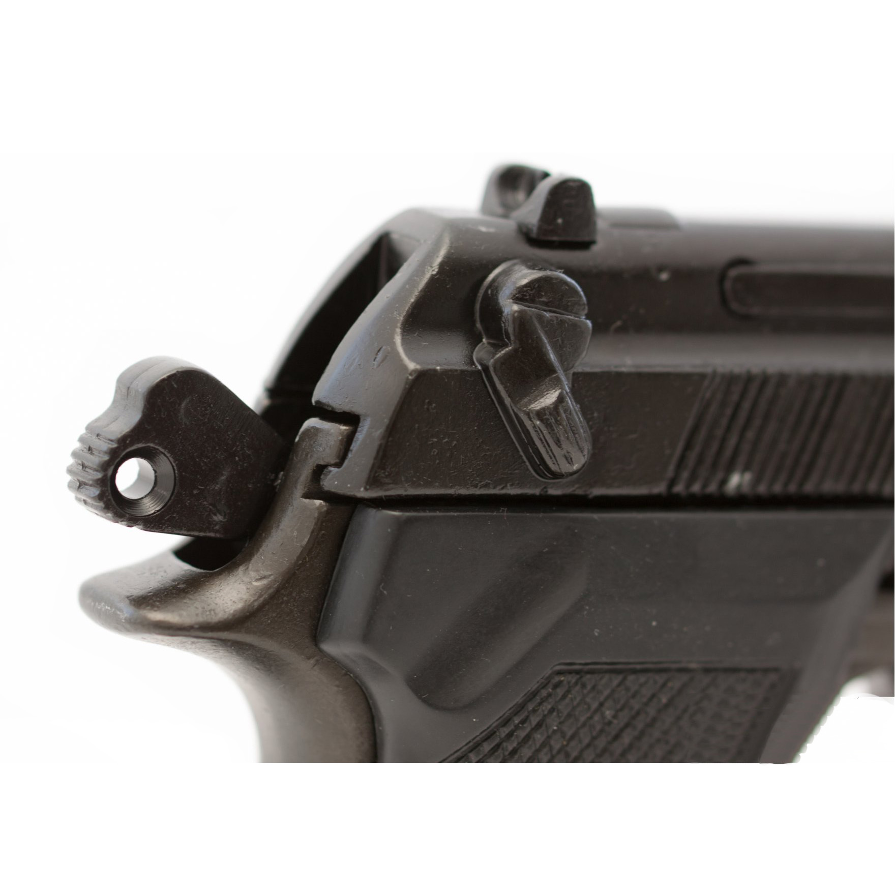 Réplica de pistola Beretta 92 F 9 mm Parabellum, Itália 1975, metal preto e plástico