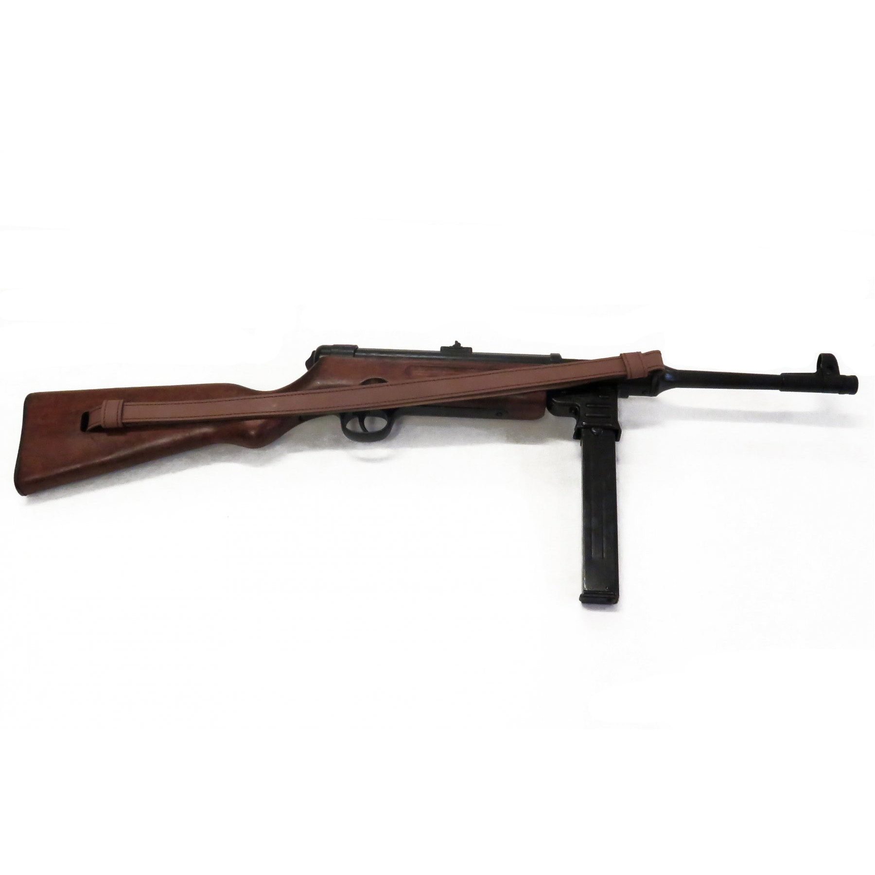 Réplica da metralhadora MP41, Alemanha 1940 com tira de couro