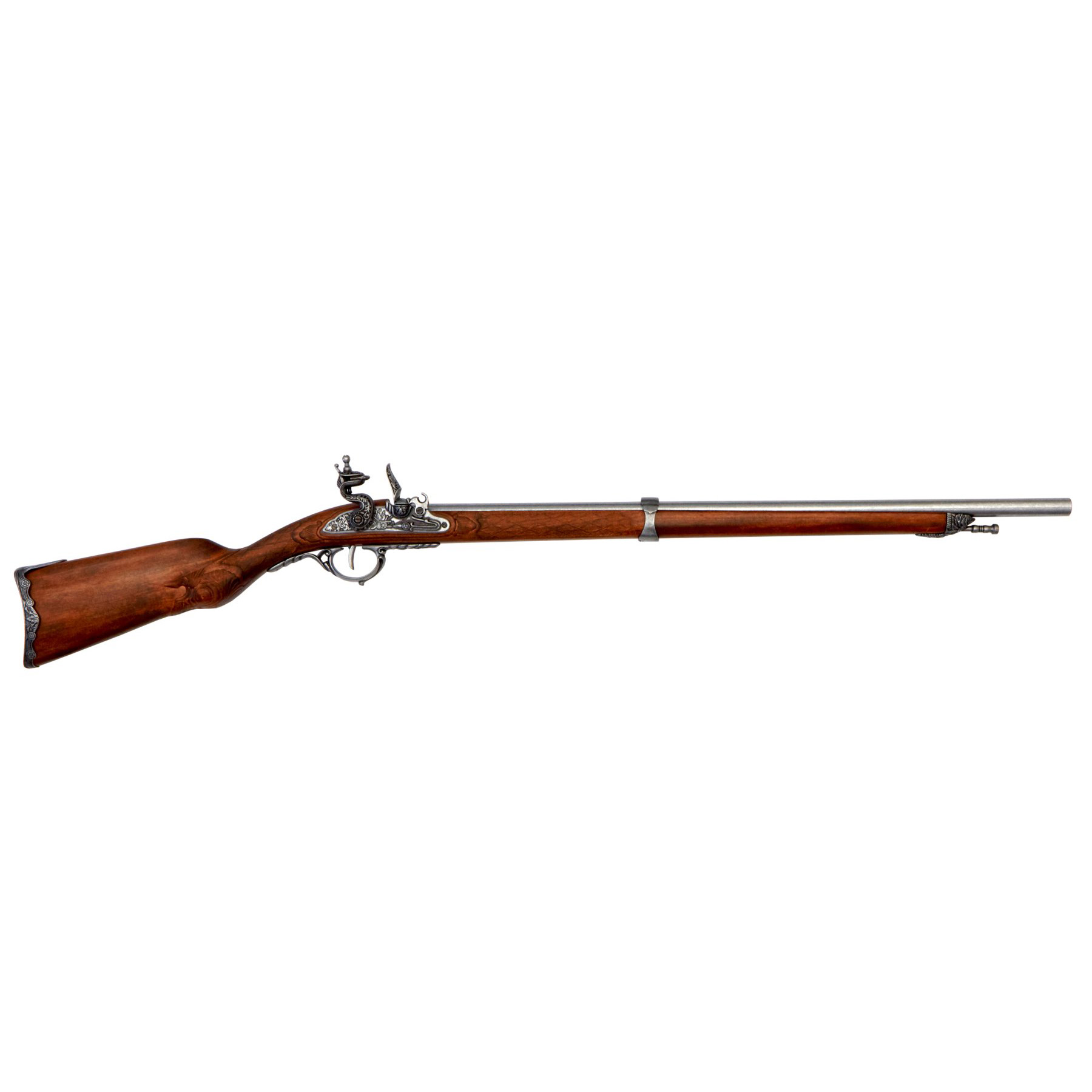 Espingarda de pederneira, França 1807, feita de madeira e metal