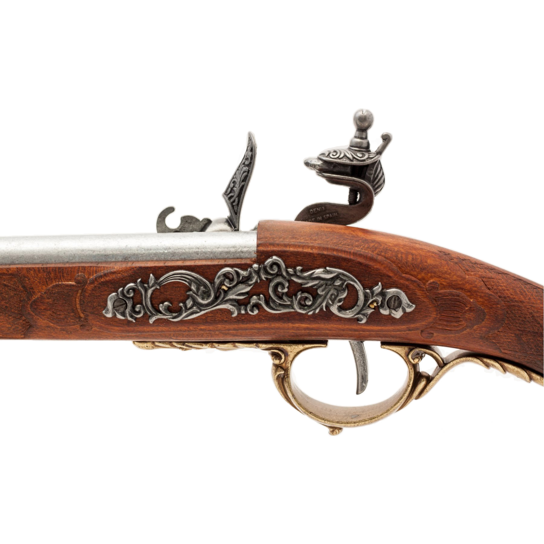 Rifle de Napoleón, Francia 1807, fabricado en madera y metal acabado latón