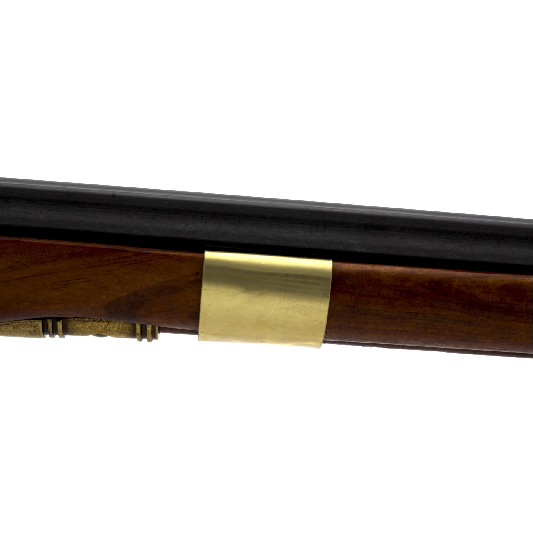 Carabina Kentucky, EUA, século XIX, feita de madeira e metal com acabamento em latão