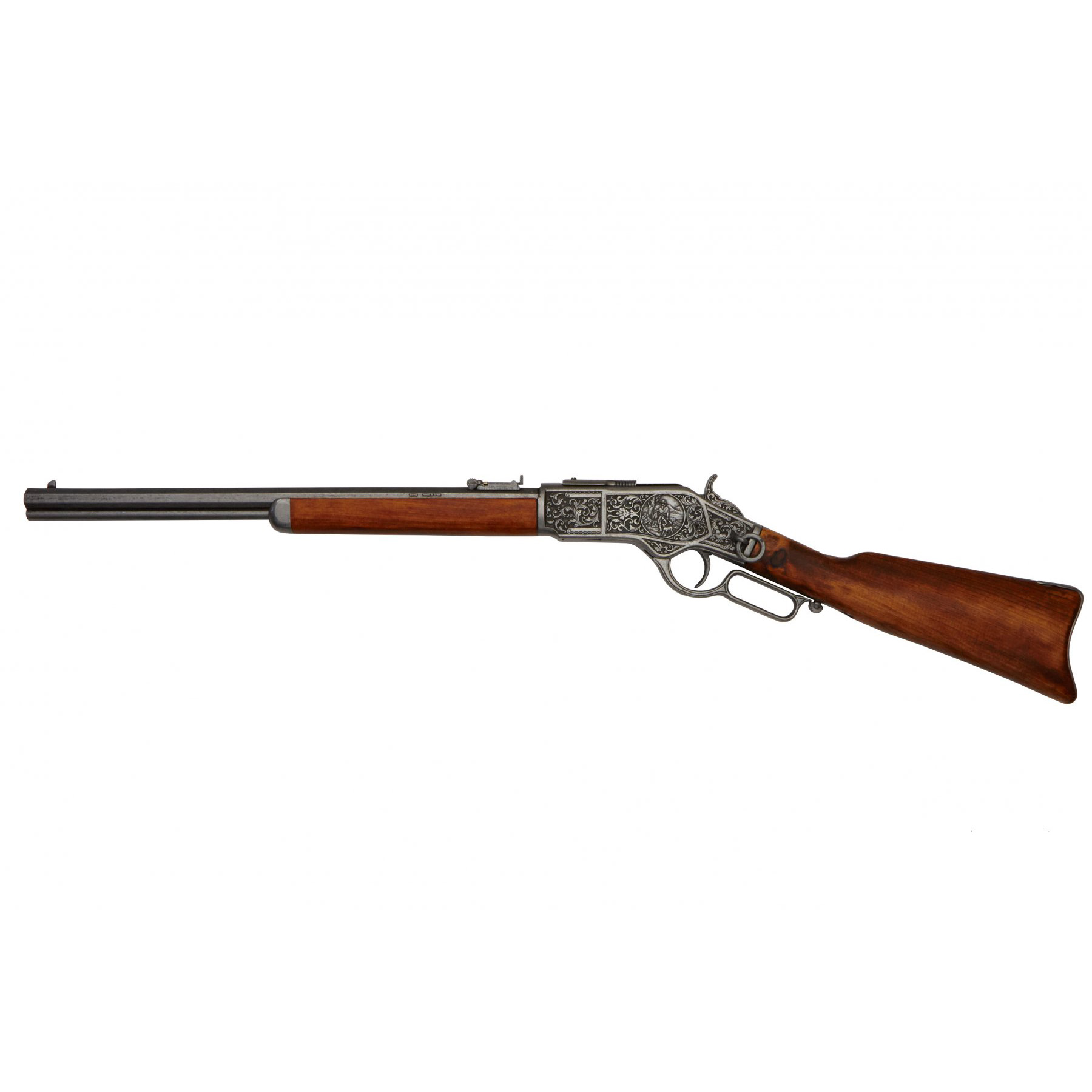 Carabina modelo 73, EUA 1873, feita de metal e madeira