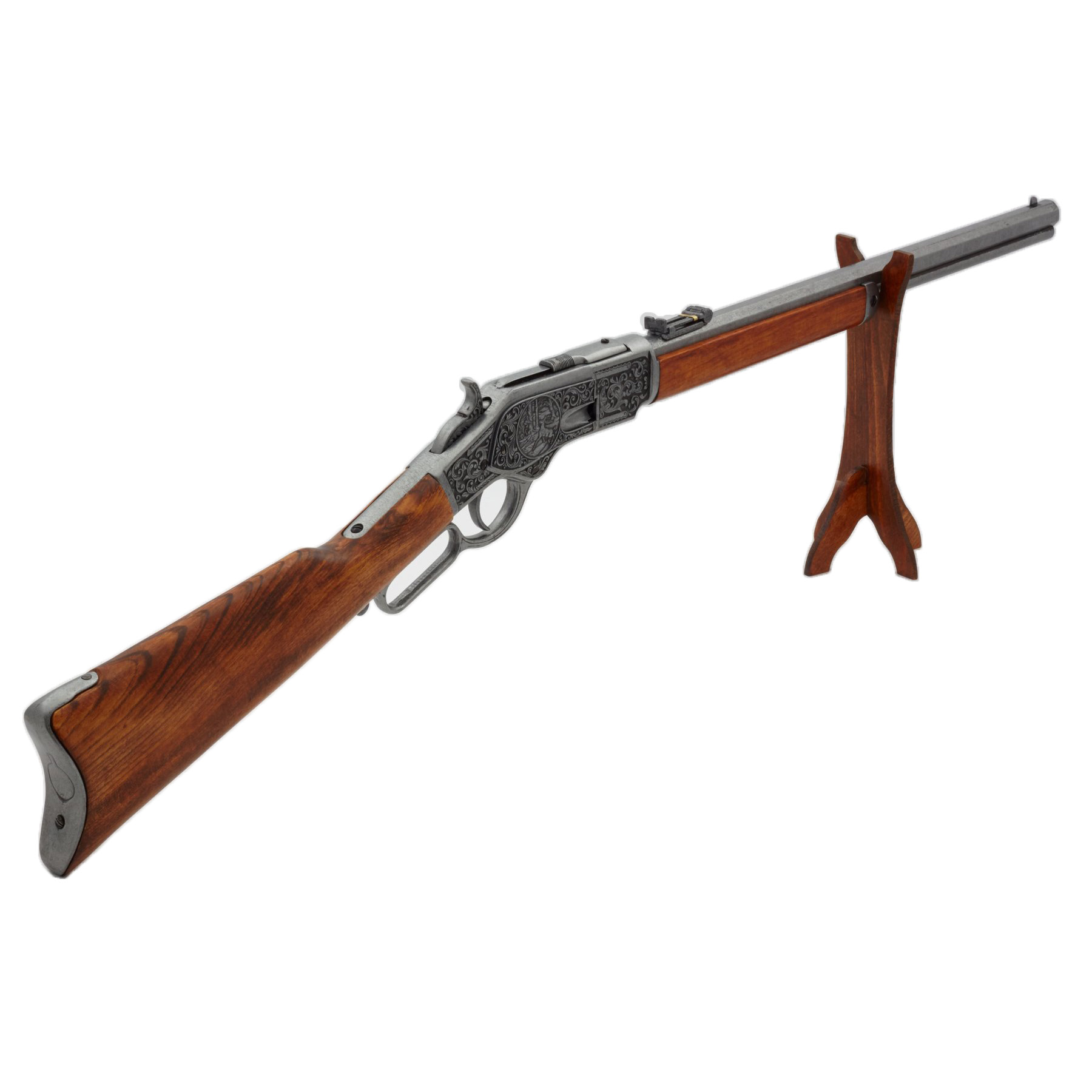 Carabina modelo 73, EUA 1873, feita de metal e madeira