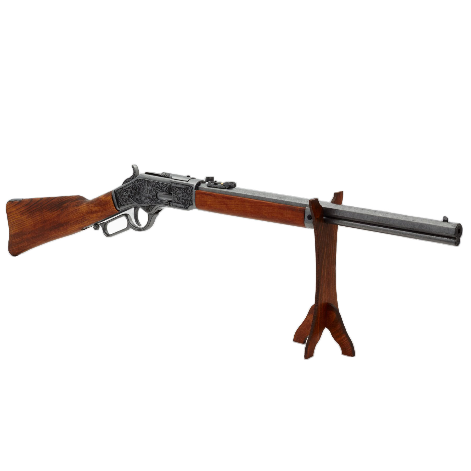 Carabina modelo 73, EUA 1873, feita de metal e madeira