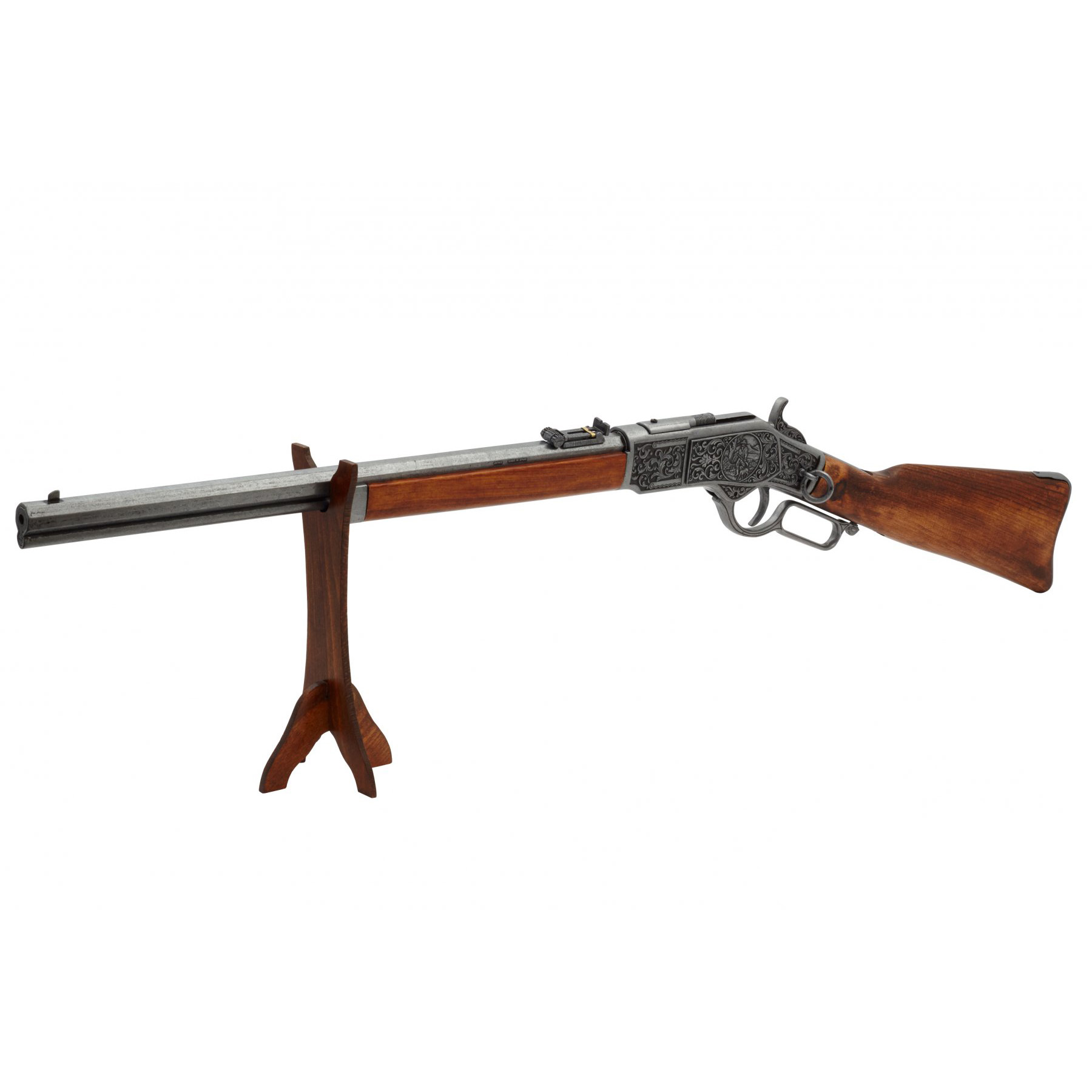 Carabina modelo 73, EUA 1873, feita de metal e madeira