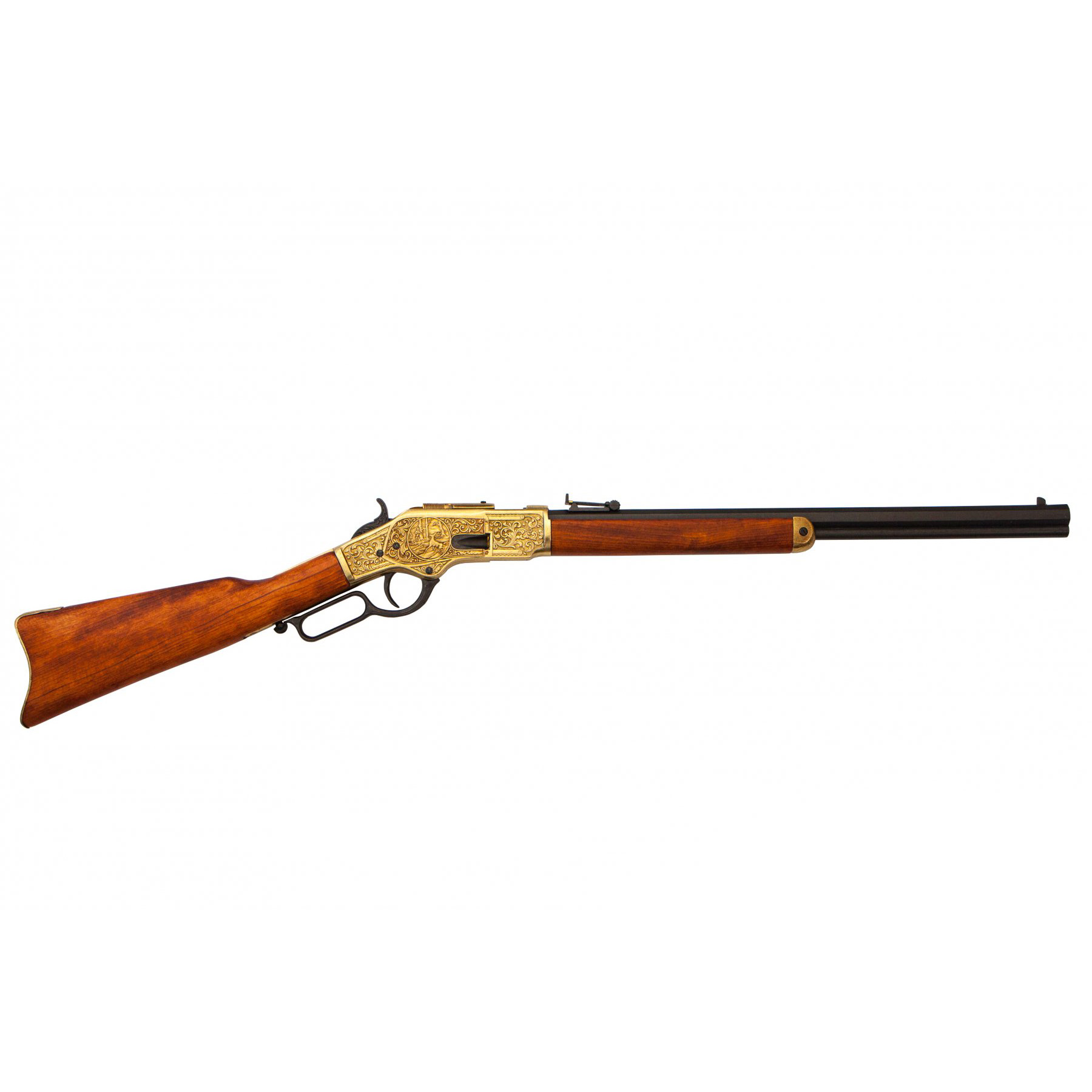 Carabina modelo 73, EUA 1873, fabricada em latão e metal com acab...