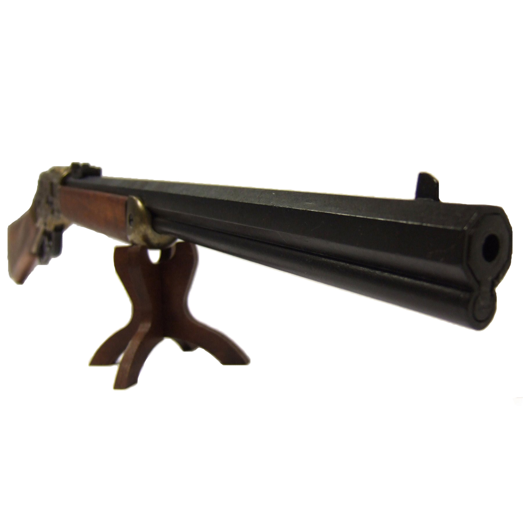 Carabina modelo 73, EUA 1873, fabricada em latão e metal com acabamento em madeira