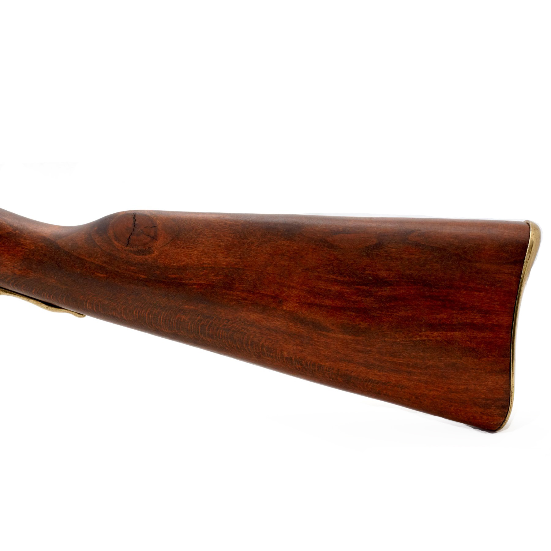 Carabina de pederneira, França 1806, fabricada em madeira e metal com detalhes em latão