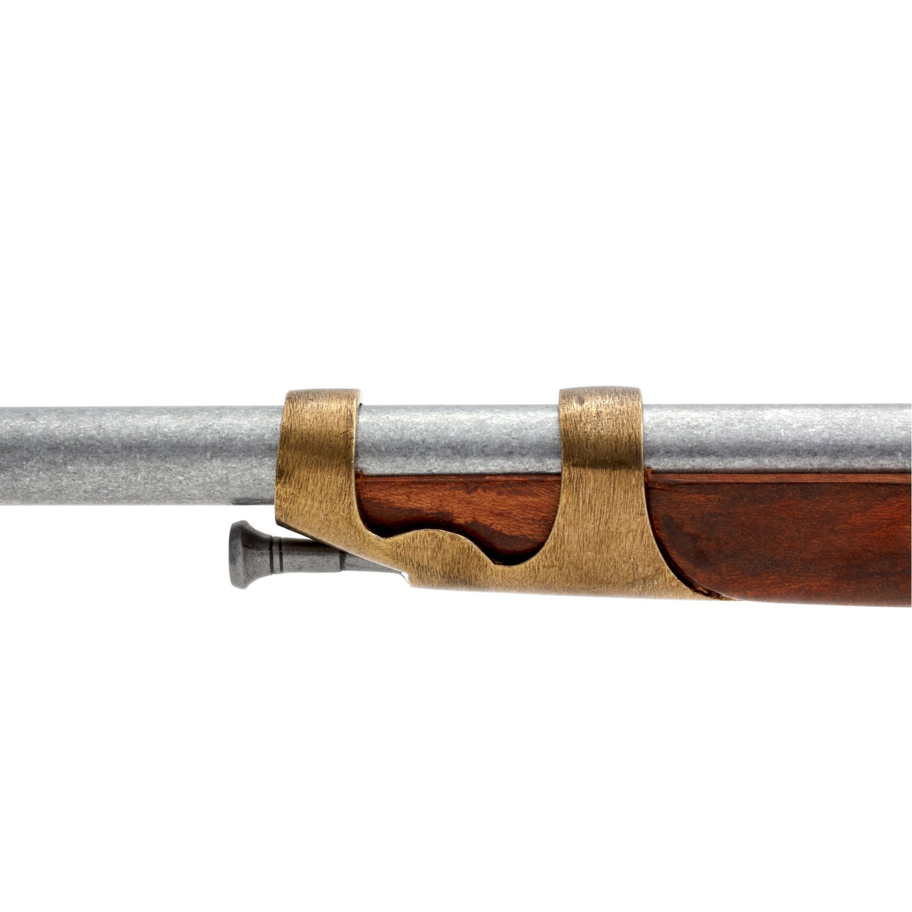 Carabina de pederneira, França 1806, fabricada em madeira e metal com detalhes em latão