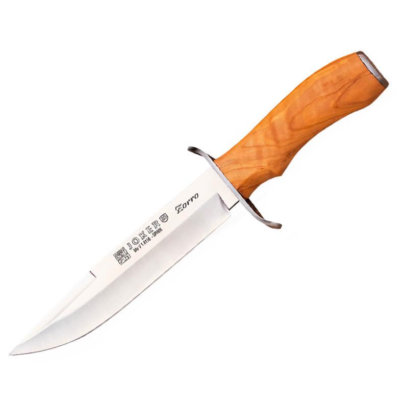 Cuchillo de caza Joker Zorro con puño de madera de olivo y hoja de 17 cm