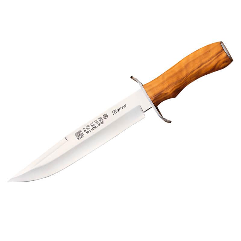 Cuchillo de caza Joker Zorro con puño de madera de olivo y hoja de 20,5 cm