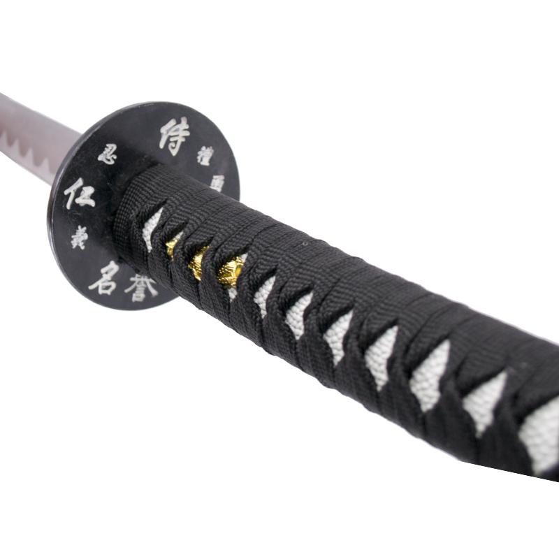 Decorative katana with black scabbard with inscription