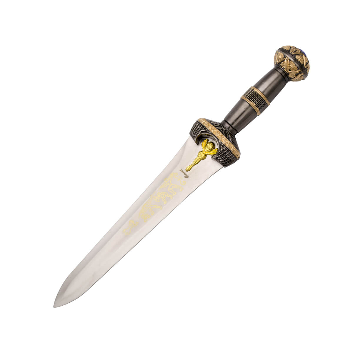 Adaga Grega com cabo e guarda na cor níquel e bronze e bainha de ...