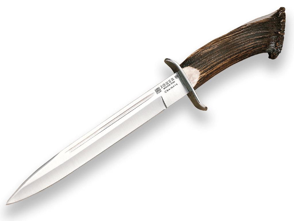 Cuchillo de caza Joker Chamois con puño de ciervo con roseta y ho...