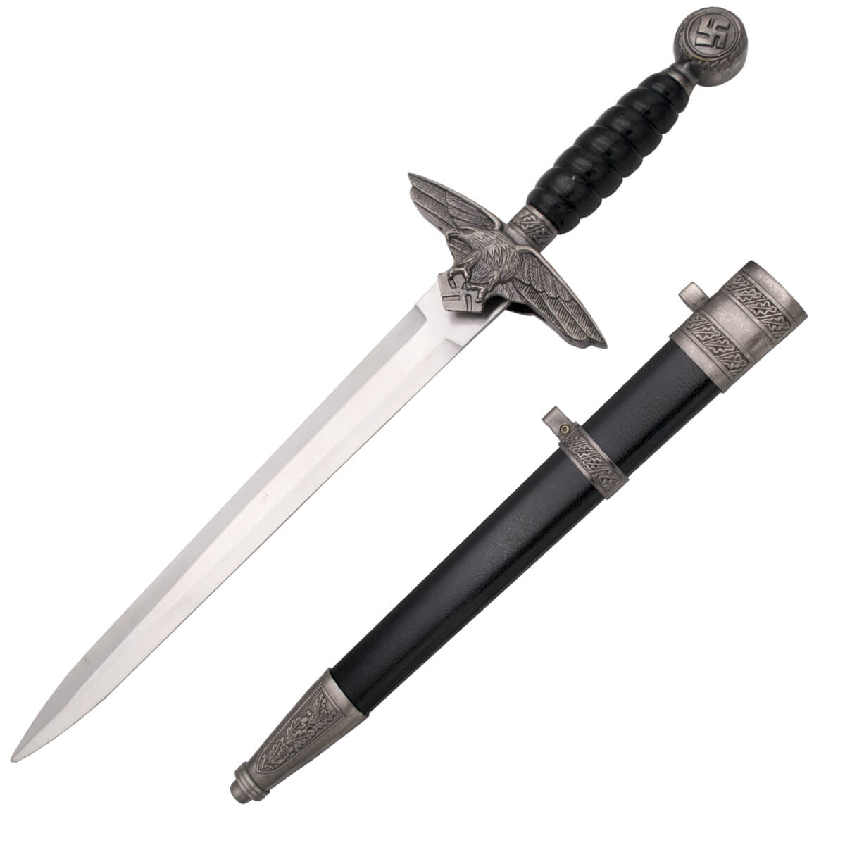 German dagger with eagle guard and black hilt and scabbard