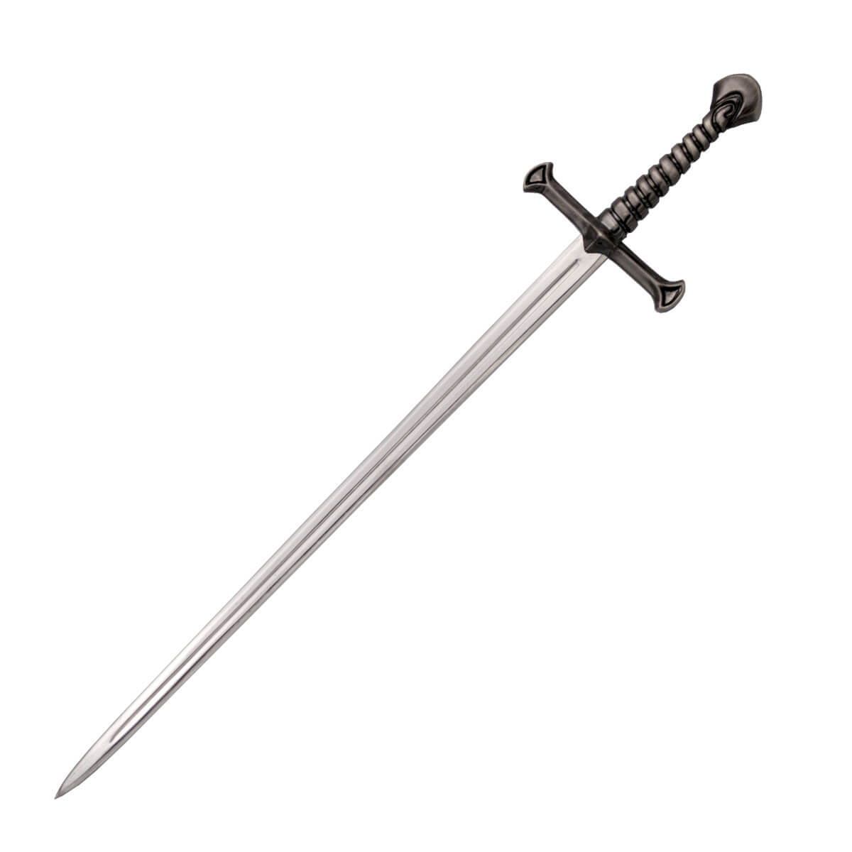 Abridor de cartas Anduril com puxador e guarda na cor níquel e lâ...