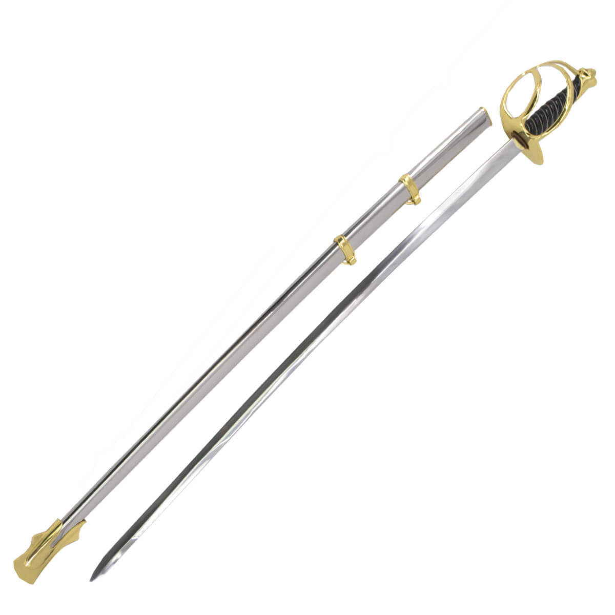 French cavalry saber with pomo and nickel guard and black handle