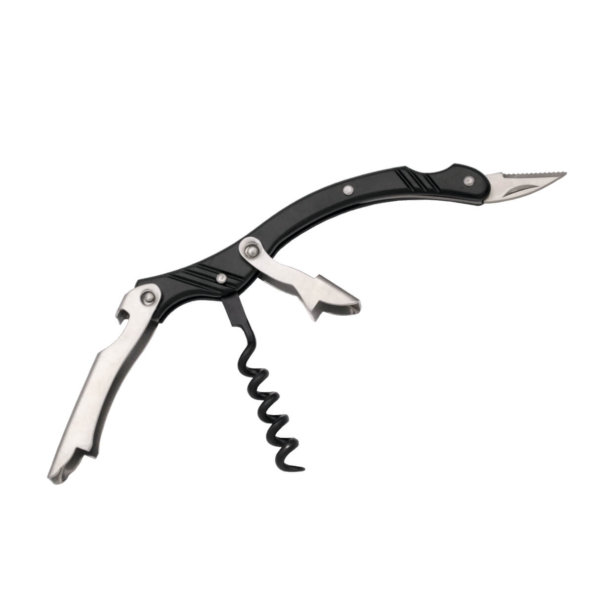 Abridor de garrafas preto multiuso com bainha de nylon