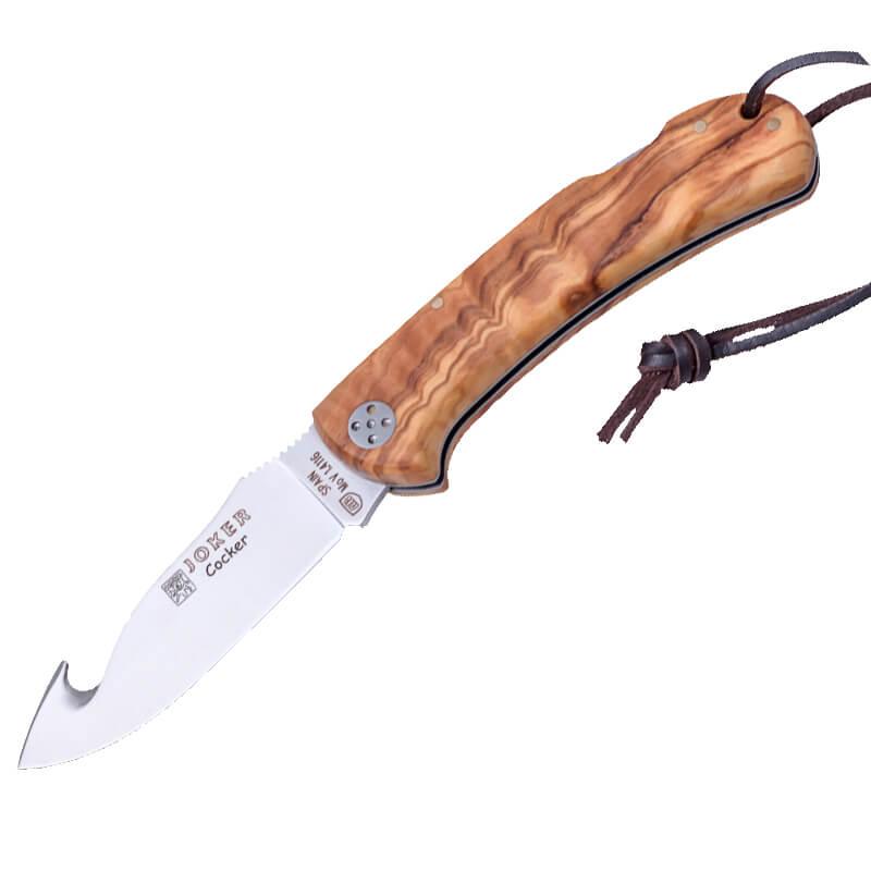 Navaja de caza Joker Cocker skinner con madera de olivo