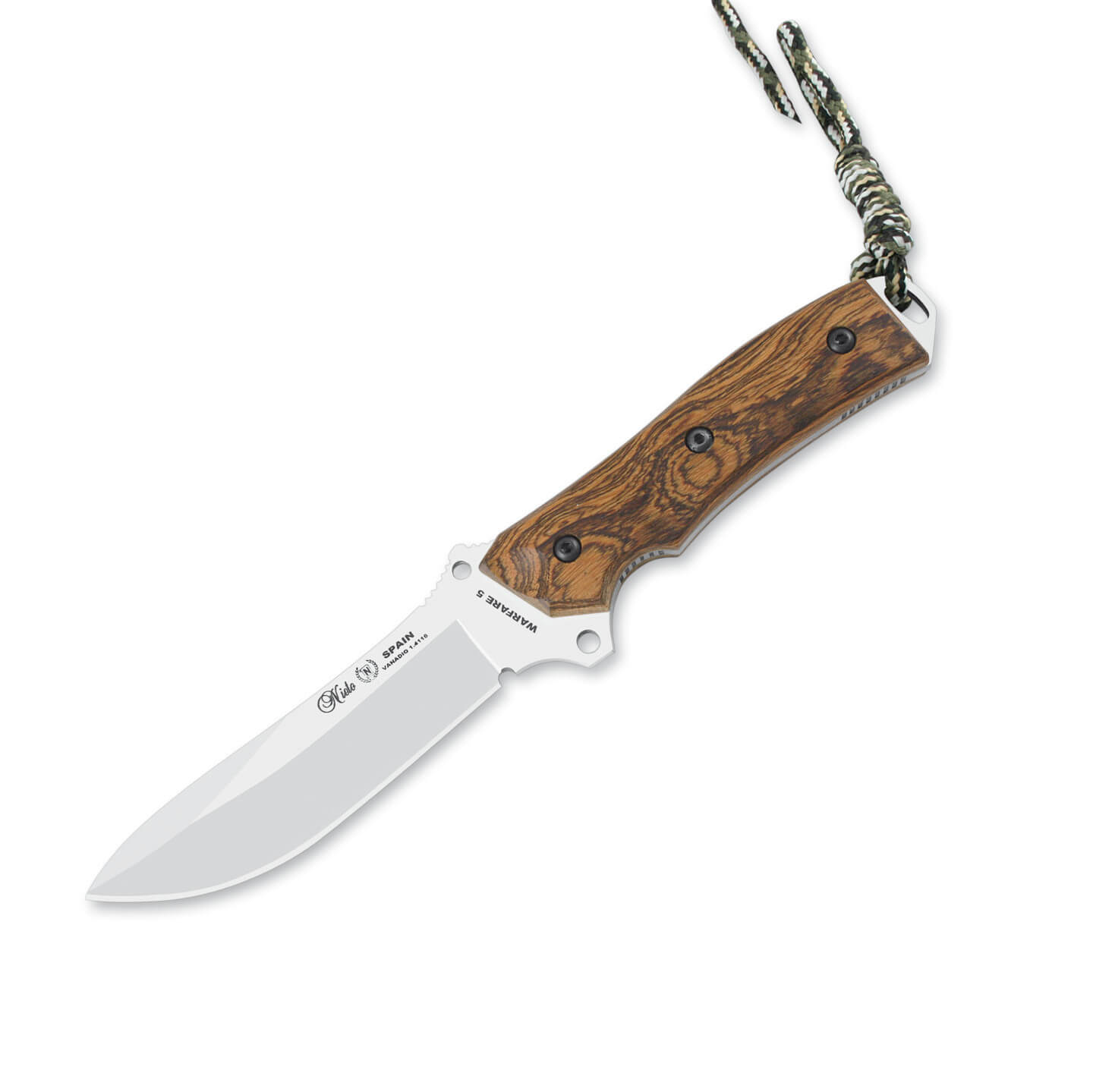 Cuchillo táctico Nieto Warfare con mango de madera de bocote y ho...