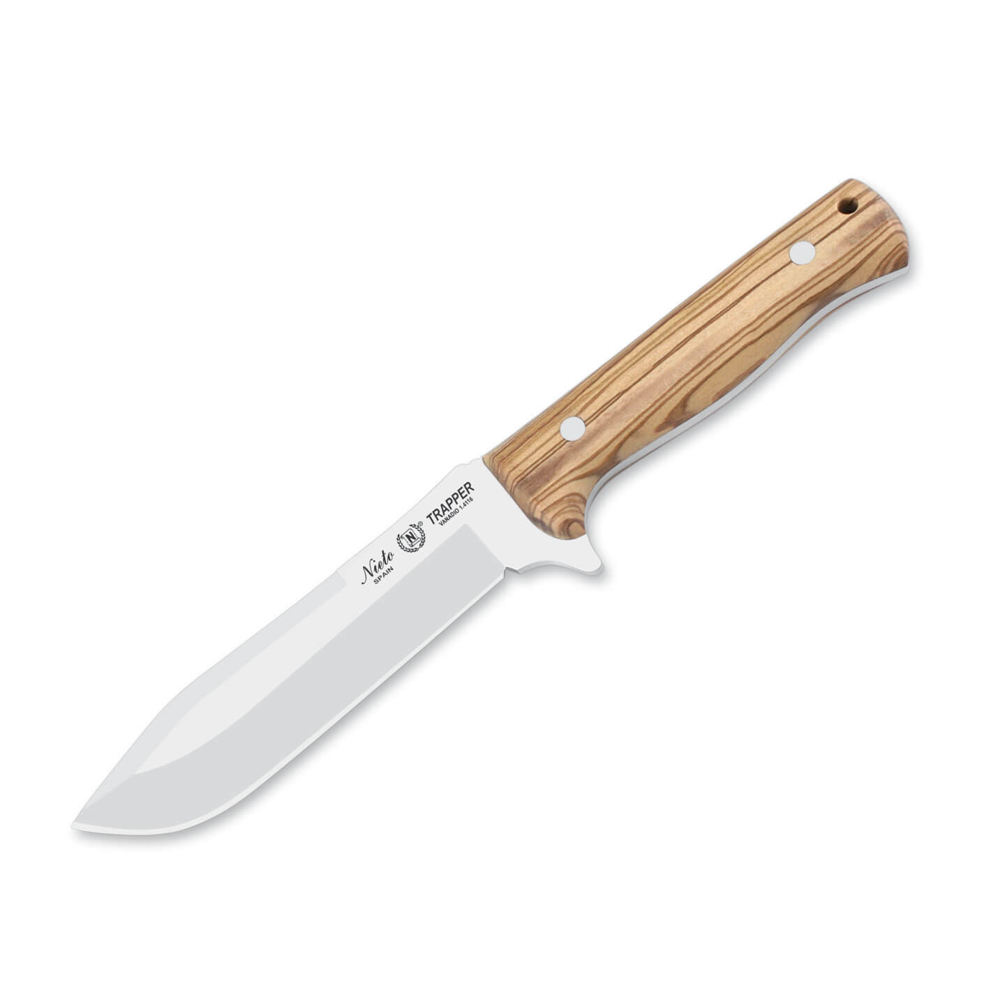 Cuchillo bushcraft Nieto Trapper con mango de madera de olivo y h...