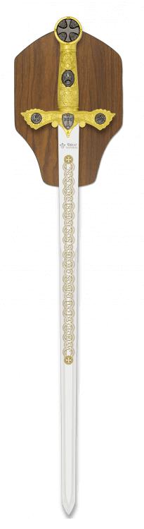 Espada templária "Alba" com lâmina e panóplia de aço inoxidável.