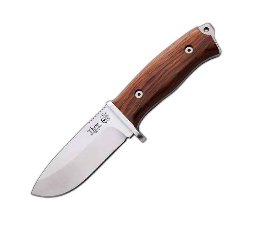 JV Thor cuchillo bushcraft Heavy duty con mango de madera de cocobolo