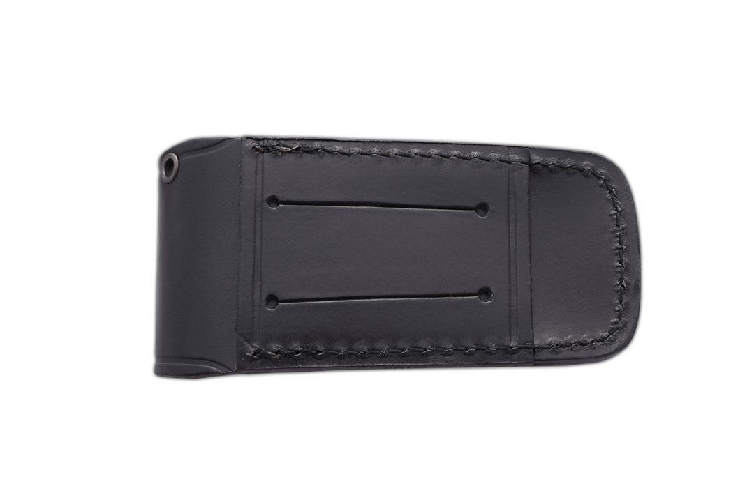 Navaja SV3 JV con mango de micarta negra y funda de piel