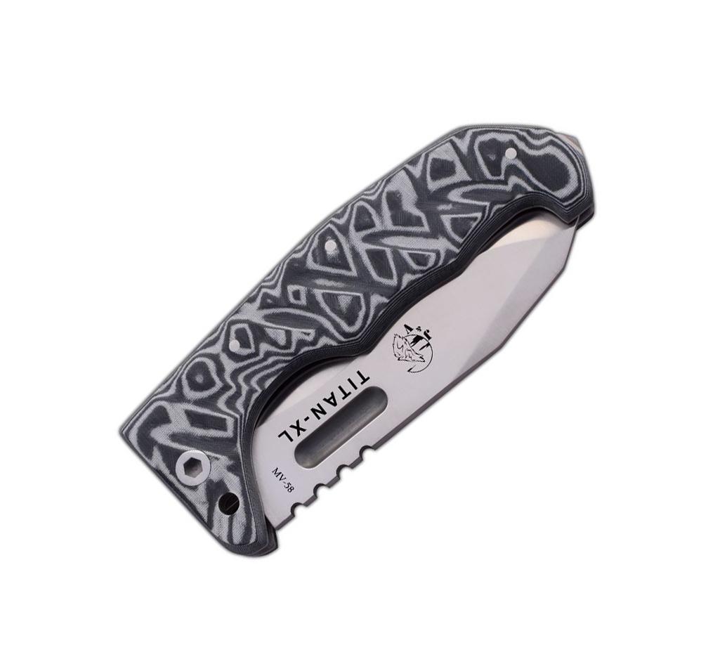 Canivete tática JV Titan XL com cabo micarta cinza