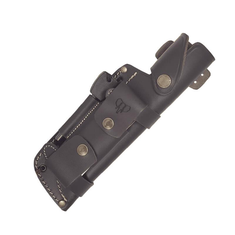 Cuchillo ENTRESIERRAS hecho con acero MOVA. Mango micarta marrón. Kit completo