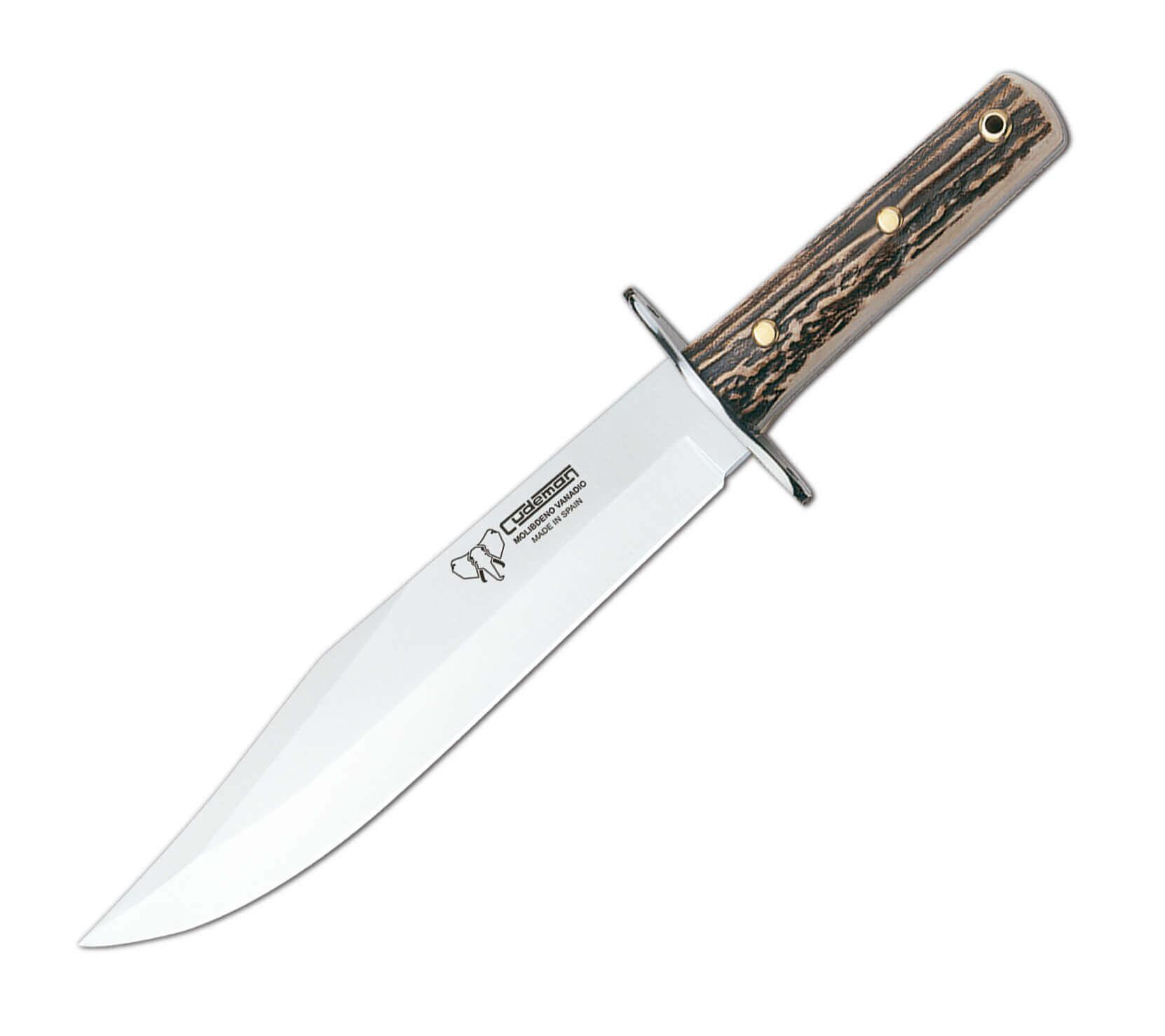 Cuchillo Cudeman Bowie 106-C con puño de asta de ciervo y hoja de 25 cm