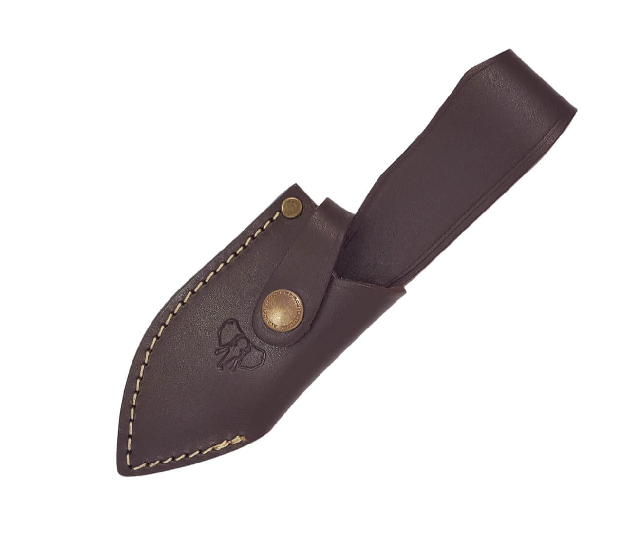 Cuchillo Cudeman Mini Boina Verde. Mango micarta marrón. Acero BÖHLER N-695. Funda cuero