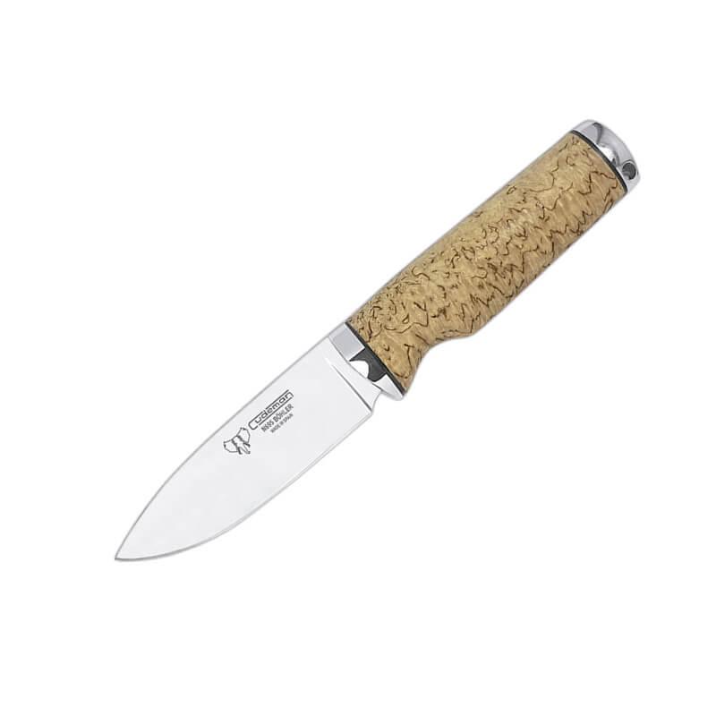 Survival knife, polished birch handle