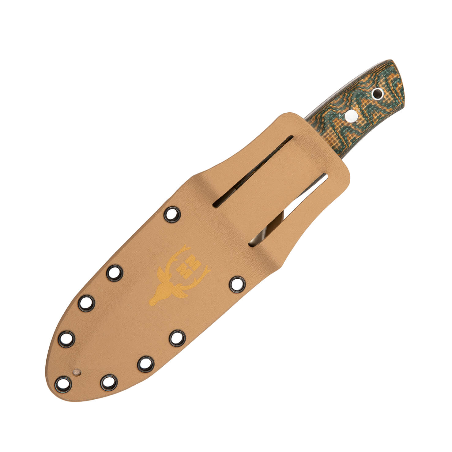 Cuchillo tactico Kodiak con acero SANDVIK 14C28N y mango en micarta verde con funda kydex