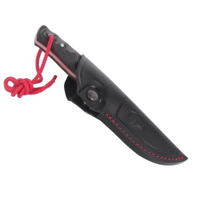 Cuchillo de caza enterizo Kodiak con acero SANDVIK 14C28N y mango en micarta negra