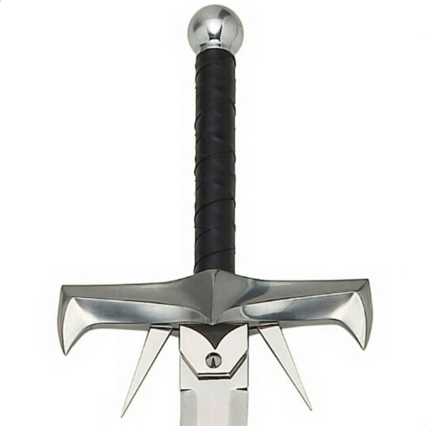 Espada Kurgan com punho de metal polido revestido em couro Marto HI599