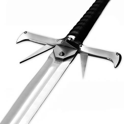 Espada Kurgan com punho de metal polido revestido em couro Marto HI599