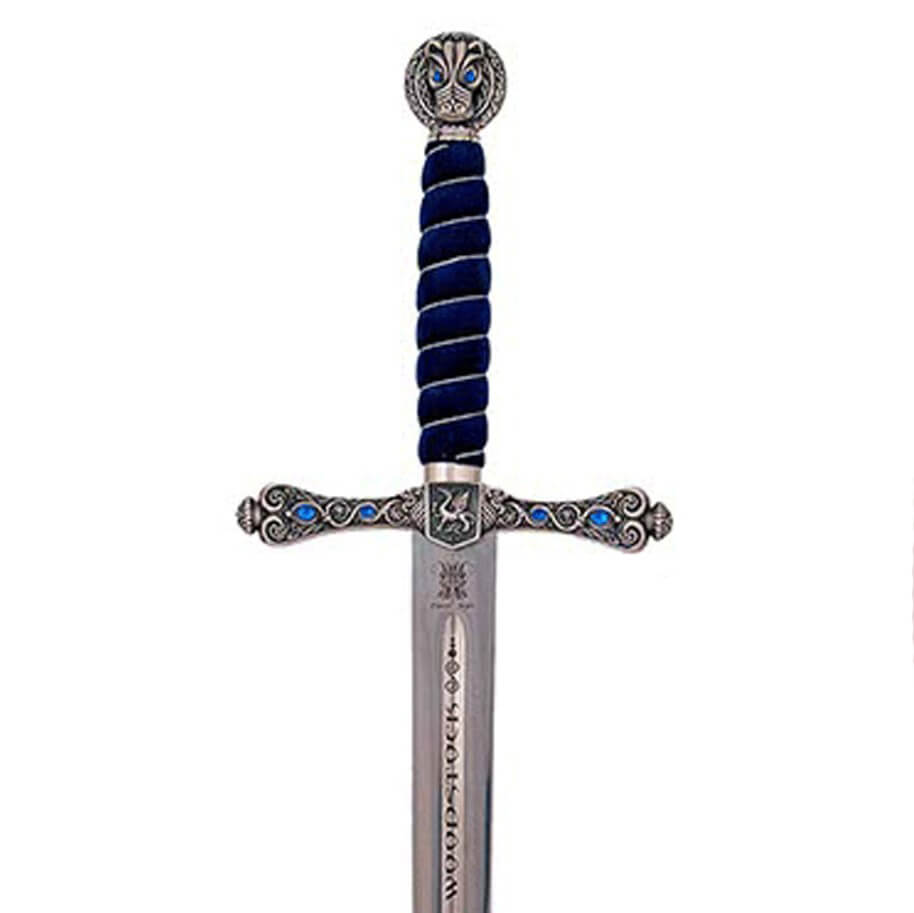 Espada do Príncipe Negro com acabamento prateado e punho azul Marto 599