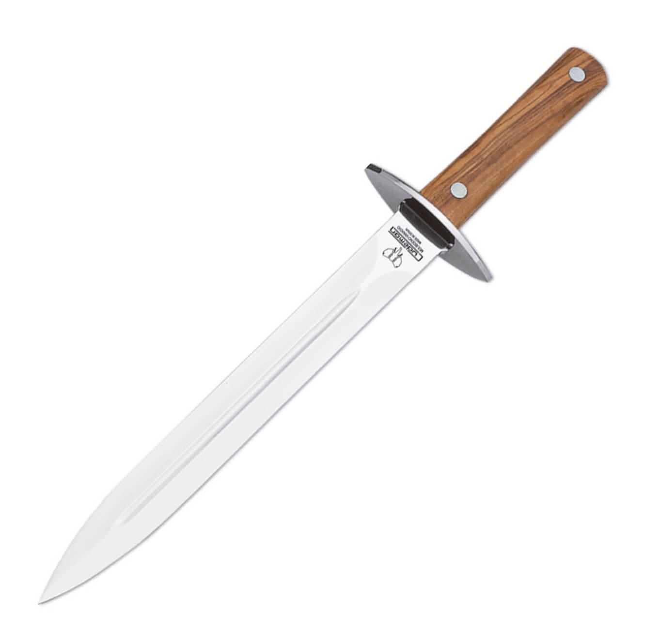 Daga de montería de 23 cm de hoja y mango de madera de olivo