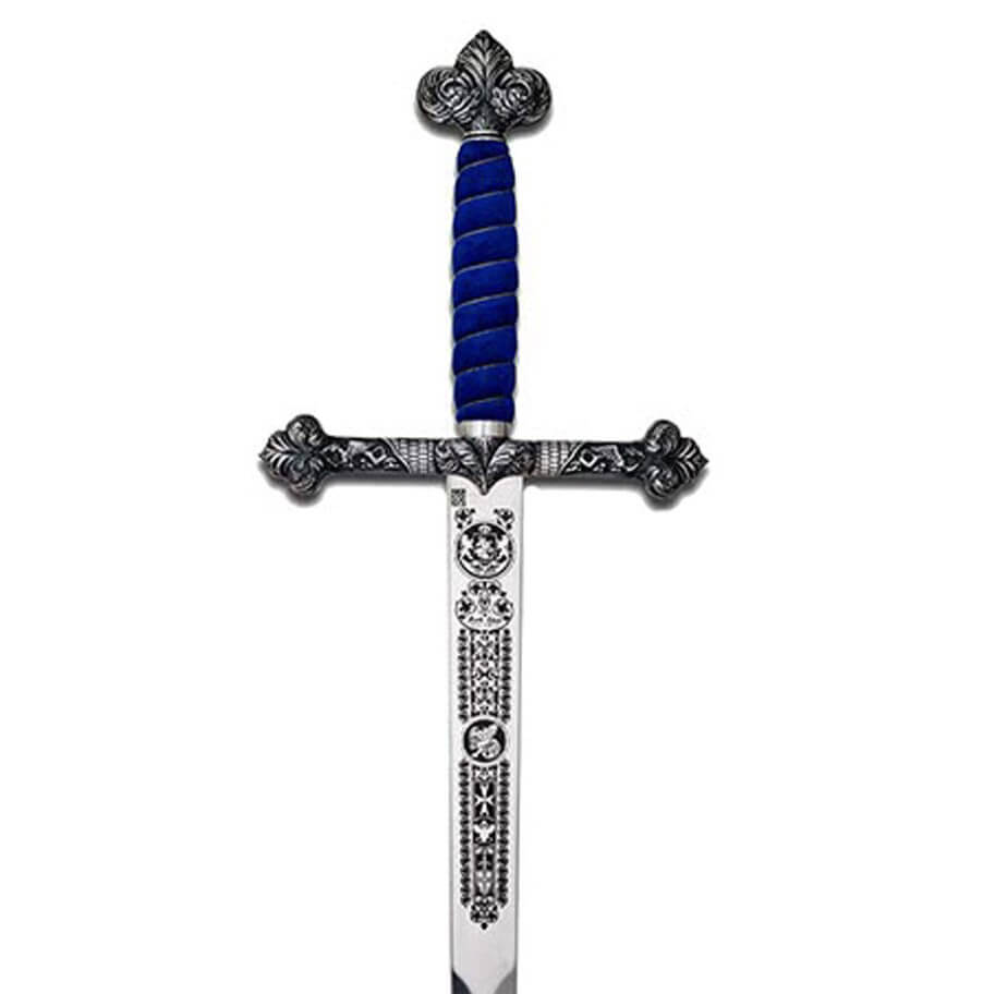Espada de São Jorge com acabamento prateado e cabo azul Marto 594