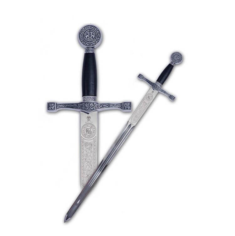 Espada de cadete Excalibur com punho prateado com gravuras Marto ...