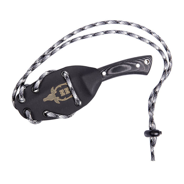 Muela Peccary cuchillo de cuello con hoja de 7 cm y mango de micarta negra