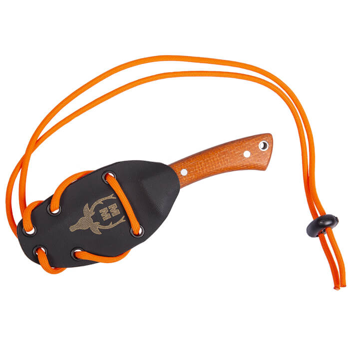 Muela Peccary cuchillo de cuello con hoja de 7 cm y mango de micarta naranja